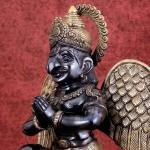 Grand Brass Garuda with Black & Gold Finish | 28" x 19" x 15" (71.1 x 48.3 x 38.1 cm) | 45 kg Monumental Art | Heat-Treated Divine Murti